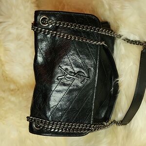 Yves Saint Laurent Black Leather Chain Shoulder Bag